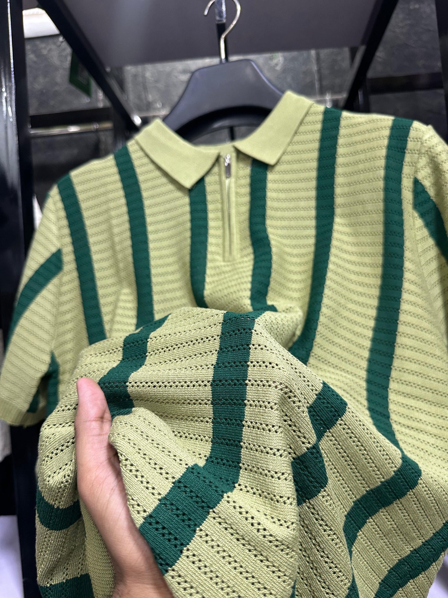 zipper knitted old money polo