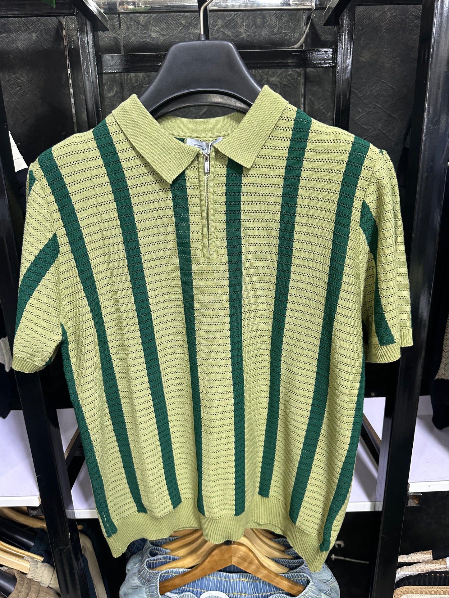 zipper knitted old money polo
