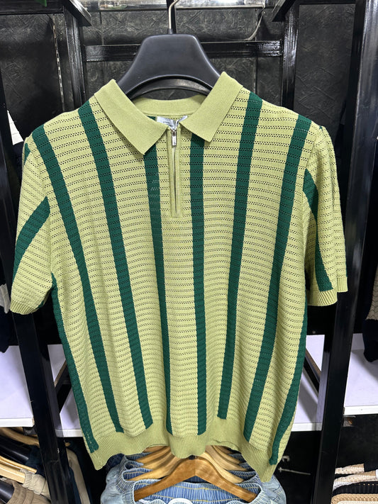 zipper knitted old money polo