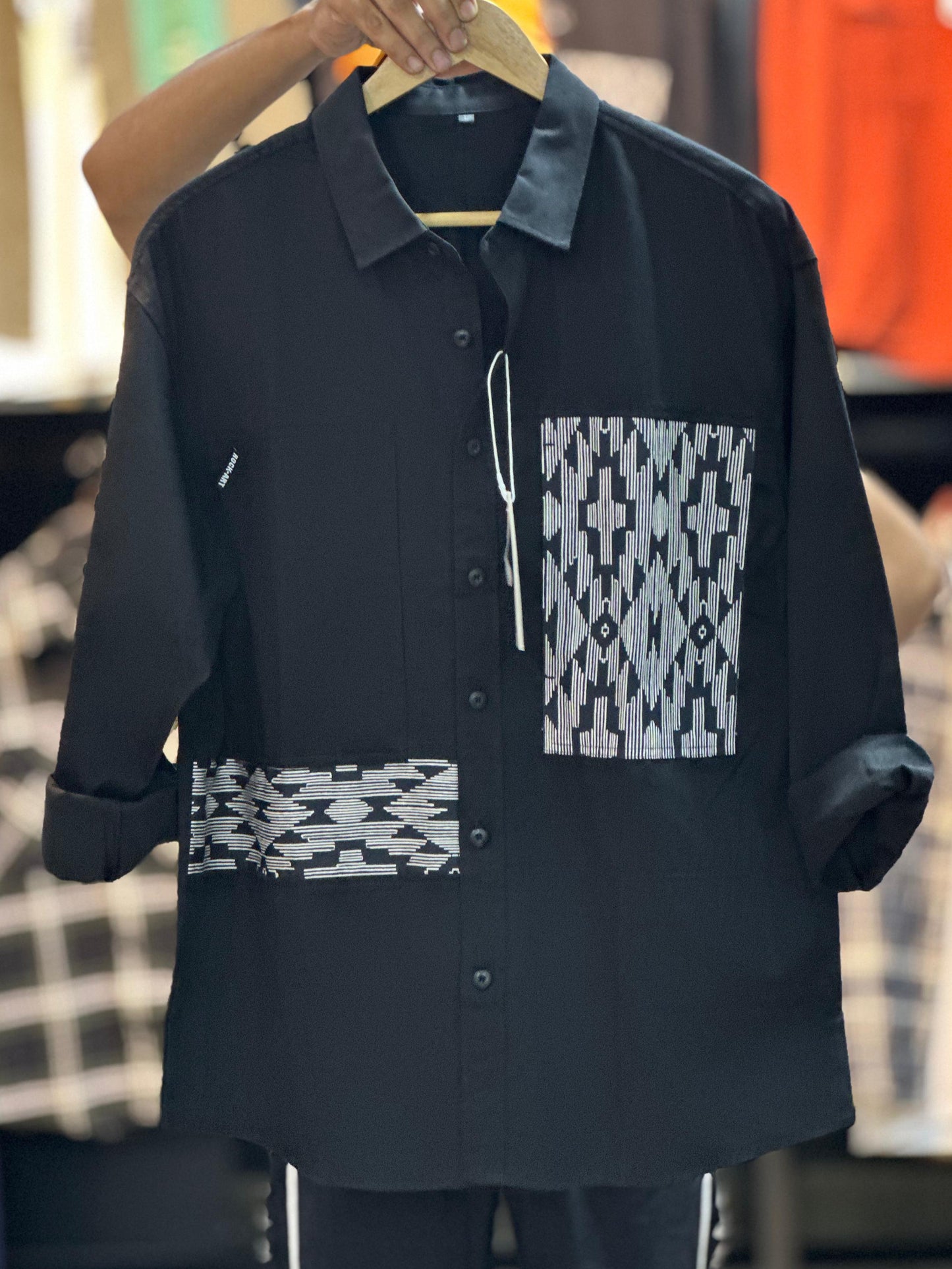 Turkish Imported Casual Shirt – Zigzag Patch Style