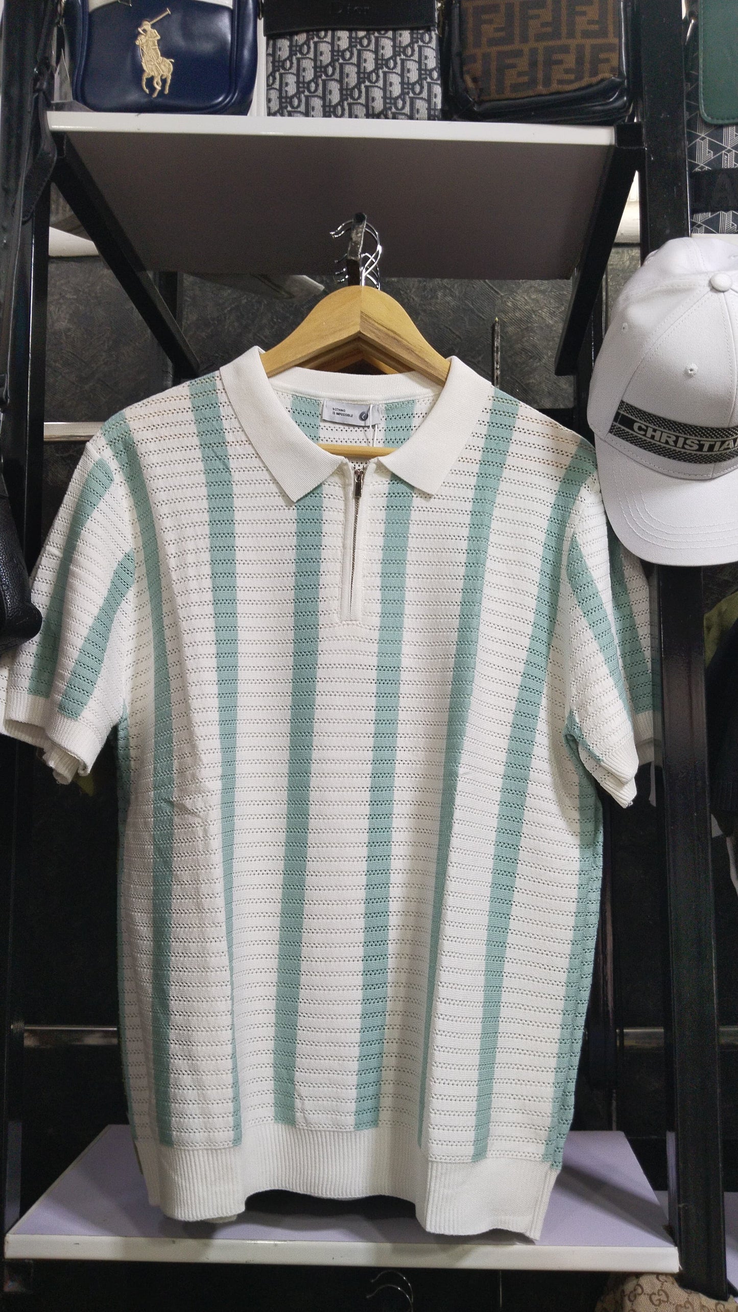 zipper knitted old money polo